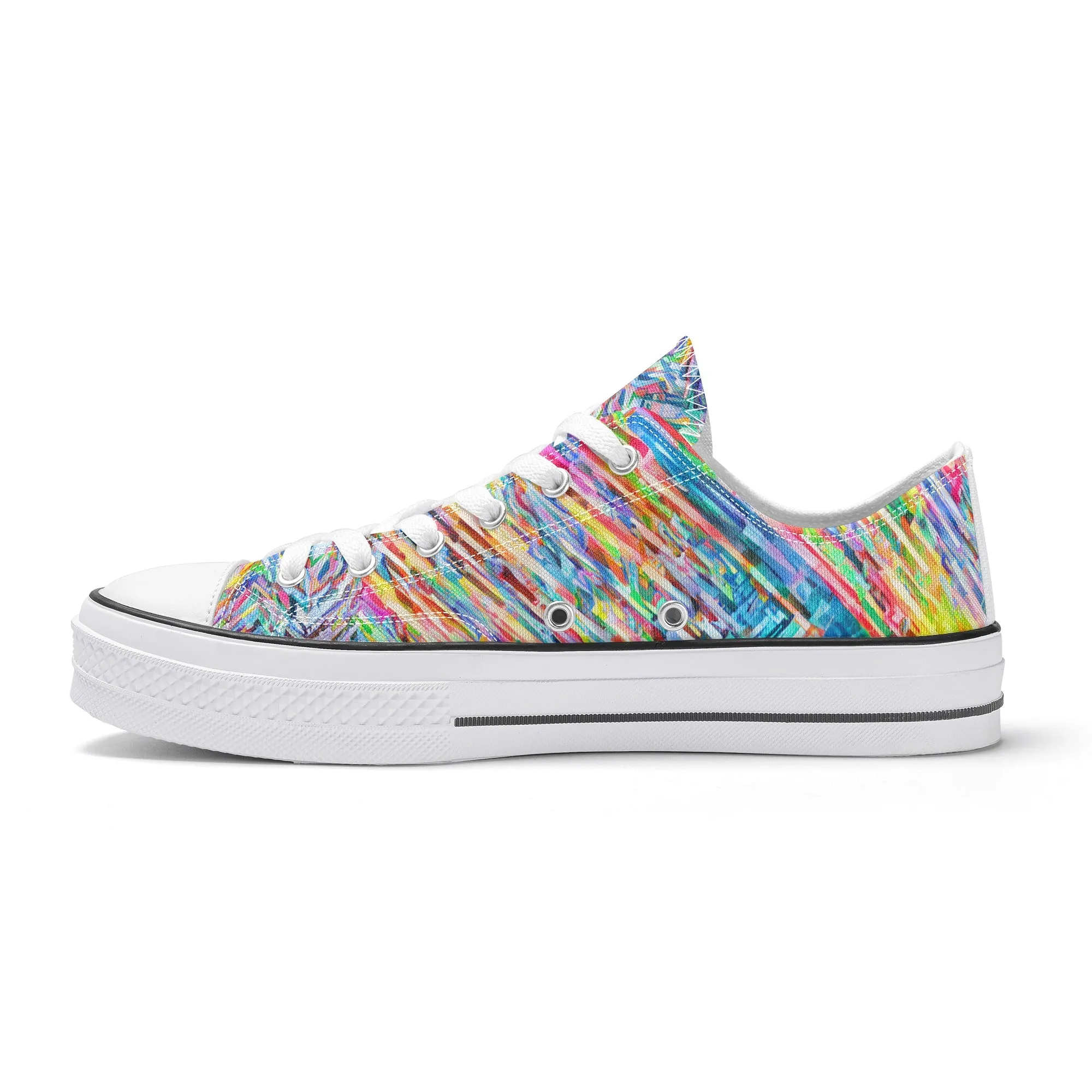 Colorful Herringbone Pattern - Womens Classic Low Top Canvas Shoes for Footwear Lovers