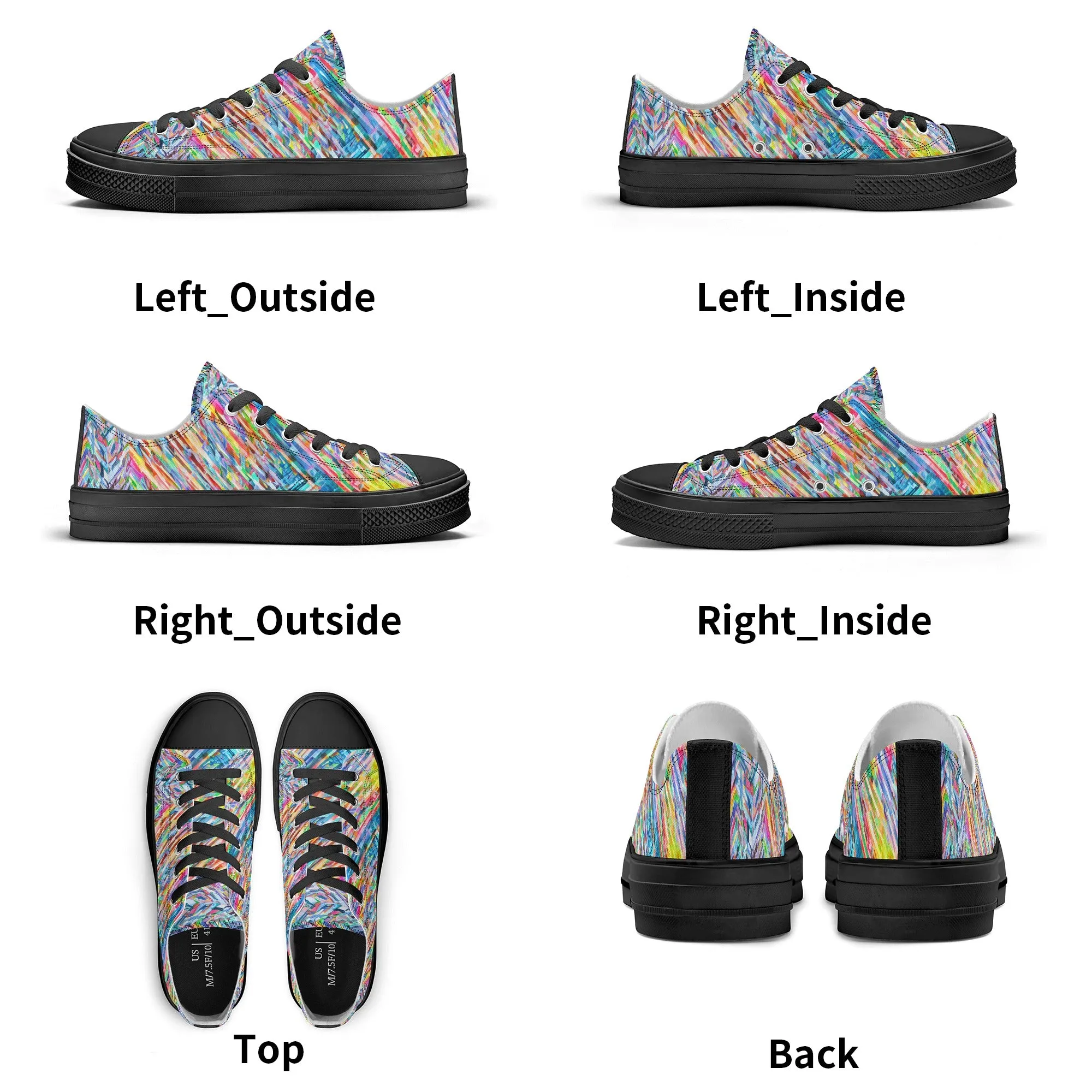 Colorful Herringbone Pattern - Womens Classic Low Top Canvas Shoes for Footwear Lovers