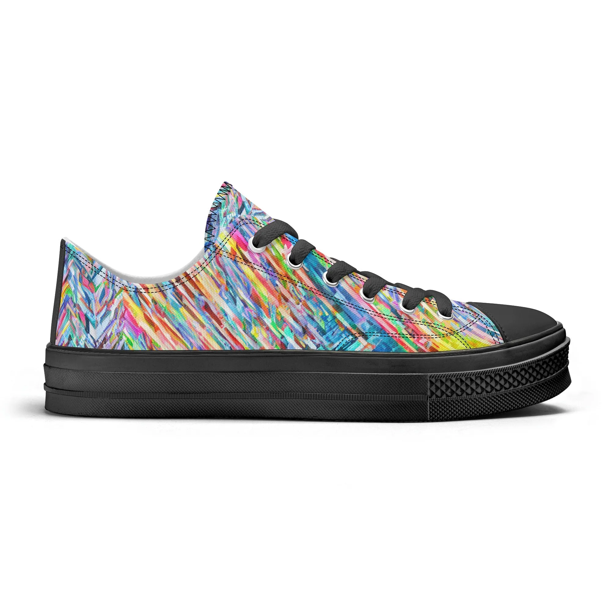 Colorful Herringbone Pattern - Womens Classic Low Top Canvas Shoes for Footwear Lovers