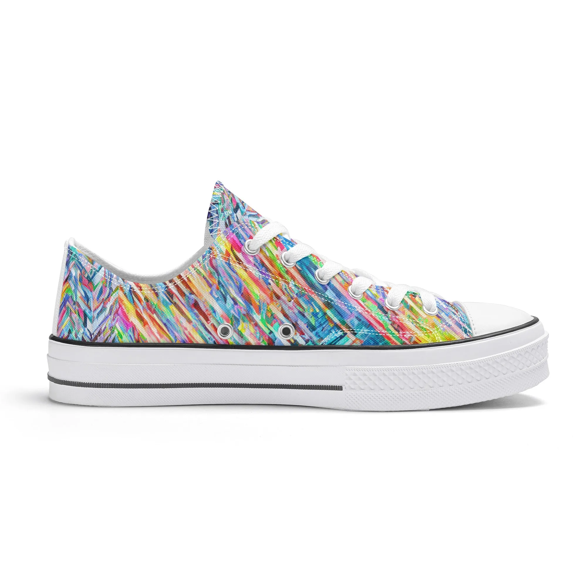 Colorful Herringbone Pattern - Womens Classic Low Top Canvas Shoes for Footwear Lovers