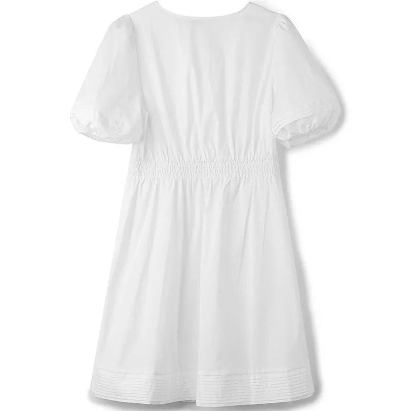 Cotton Gathered Waist Loose Hem Dress