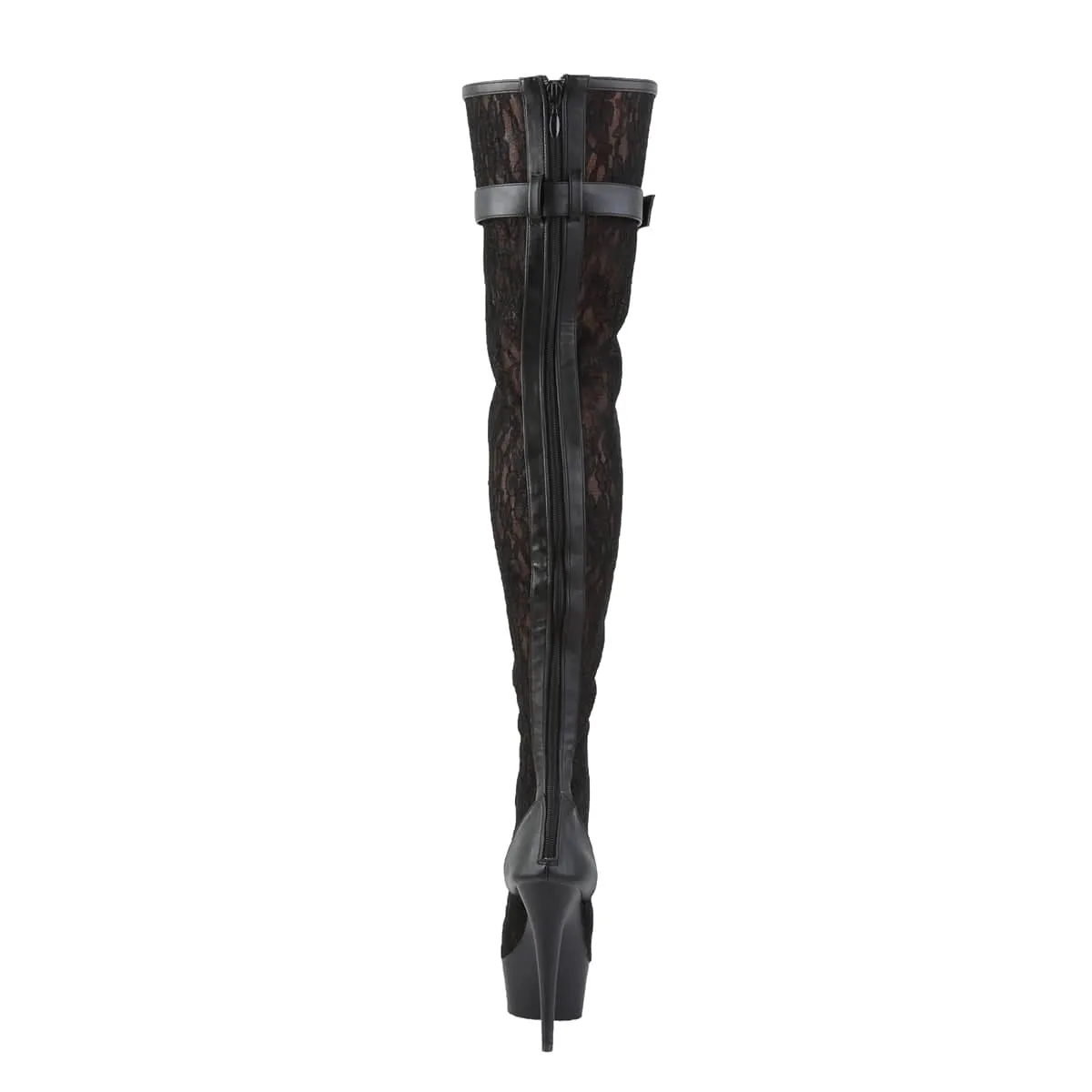 DELIGHT-3025ML Black Thigh High Boots