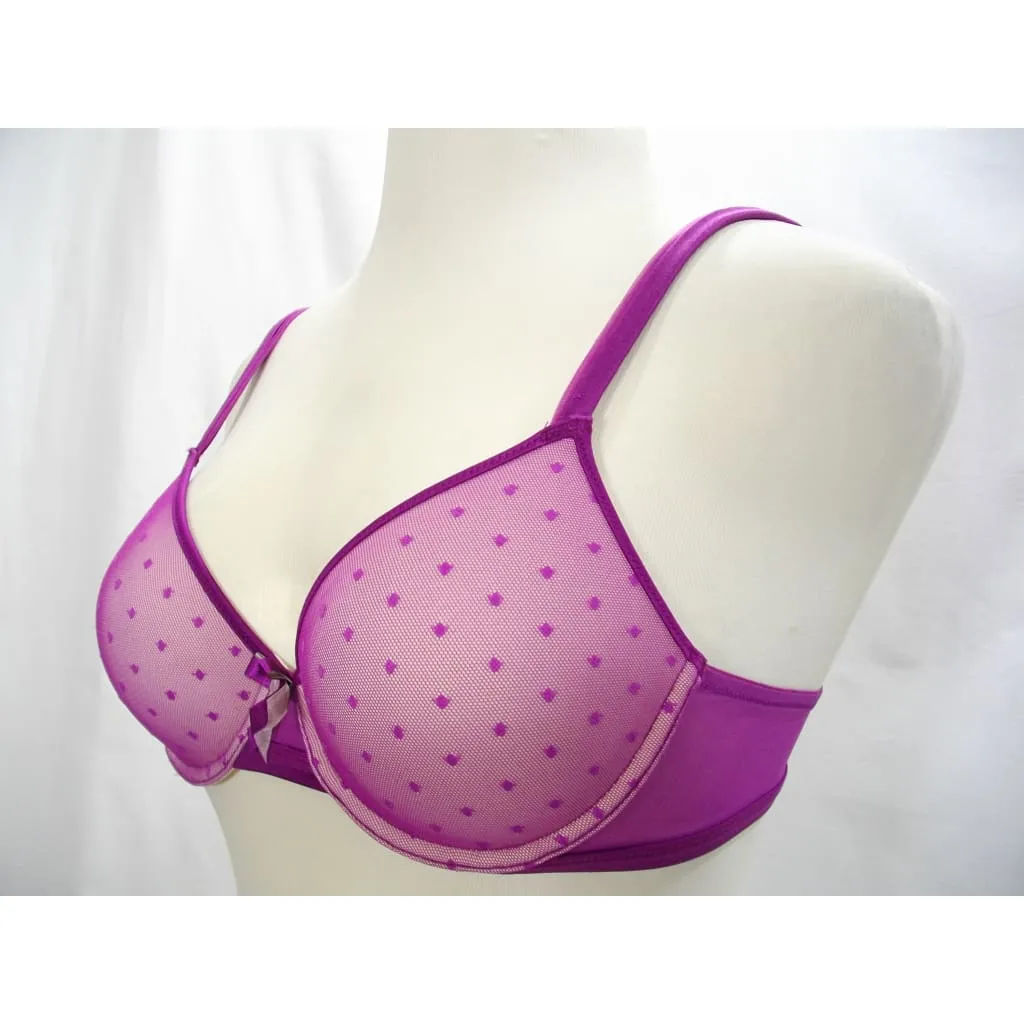 DKNY 453142 Brigitte Mesh Overlay Contour T-Shirt Underwire Bra 36B Purple