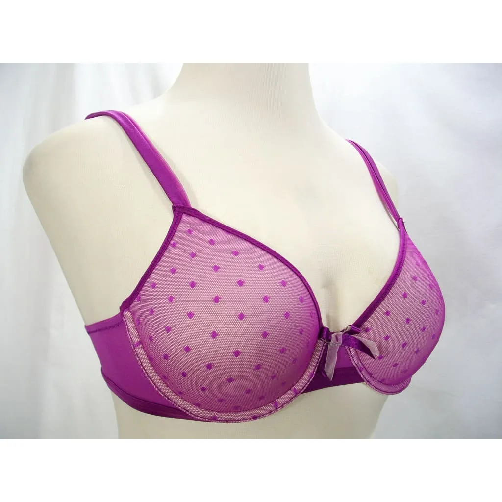 DKNY 453142 Brigitte Mesh Overlay Contour T-Shirt Underwire Bra 36B Purple