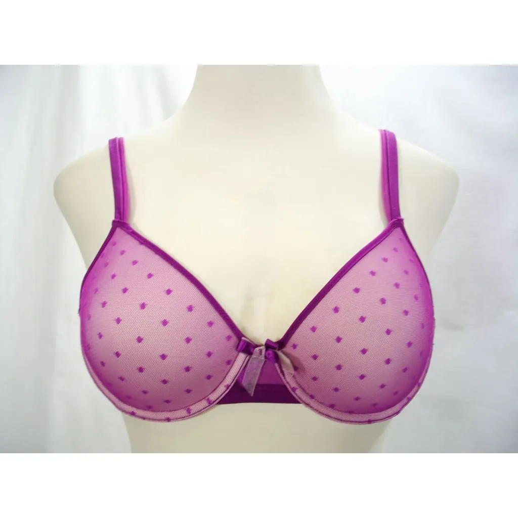 DKNY 453142 Brigitte Mesh Overlay Contour T-Shirt Underwire Bra 36B Purple