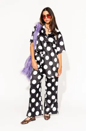 Dream So Big Satin Top   Pants Set in Classic Polka Dots