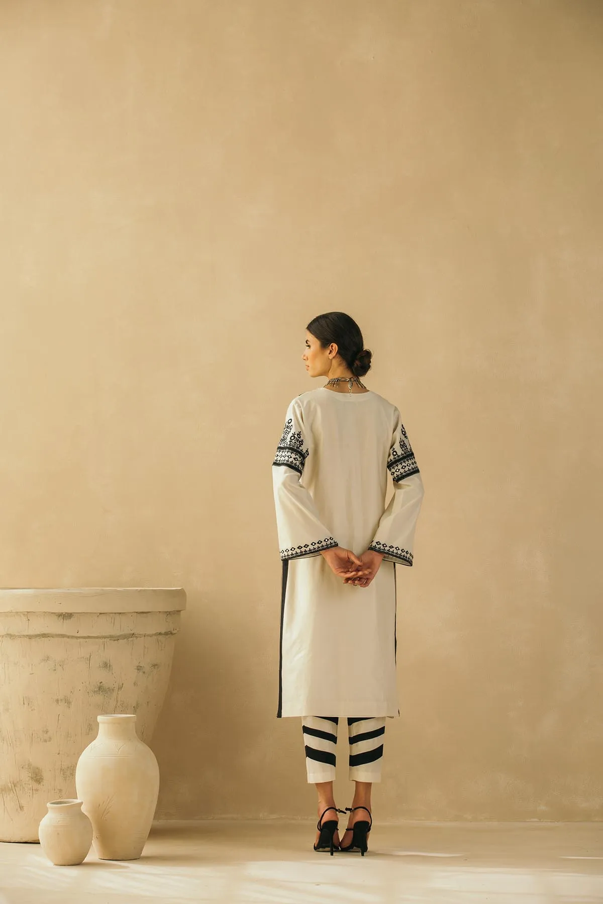 Ebony & Ivory Appliqued Kurta Set