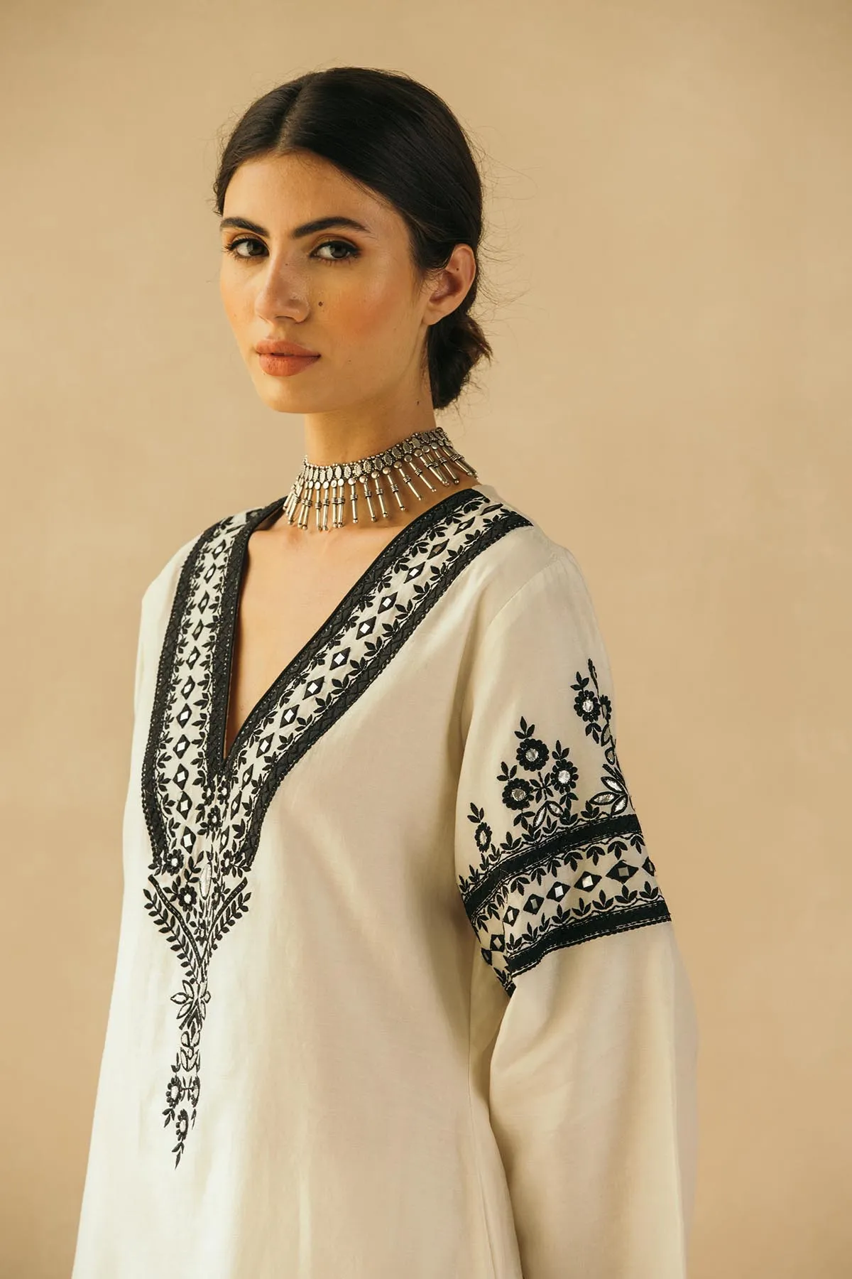 Ebony & Ivory Appliqued Kurta Set