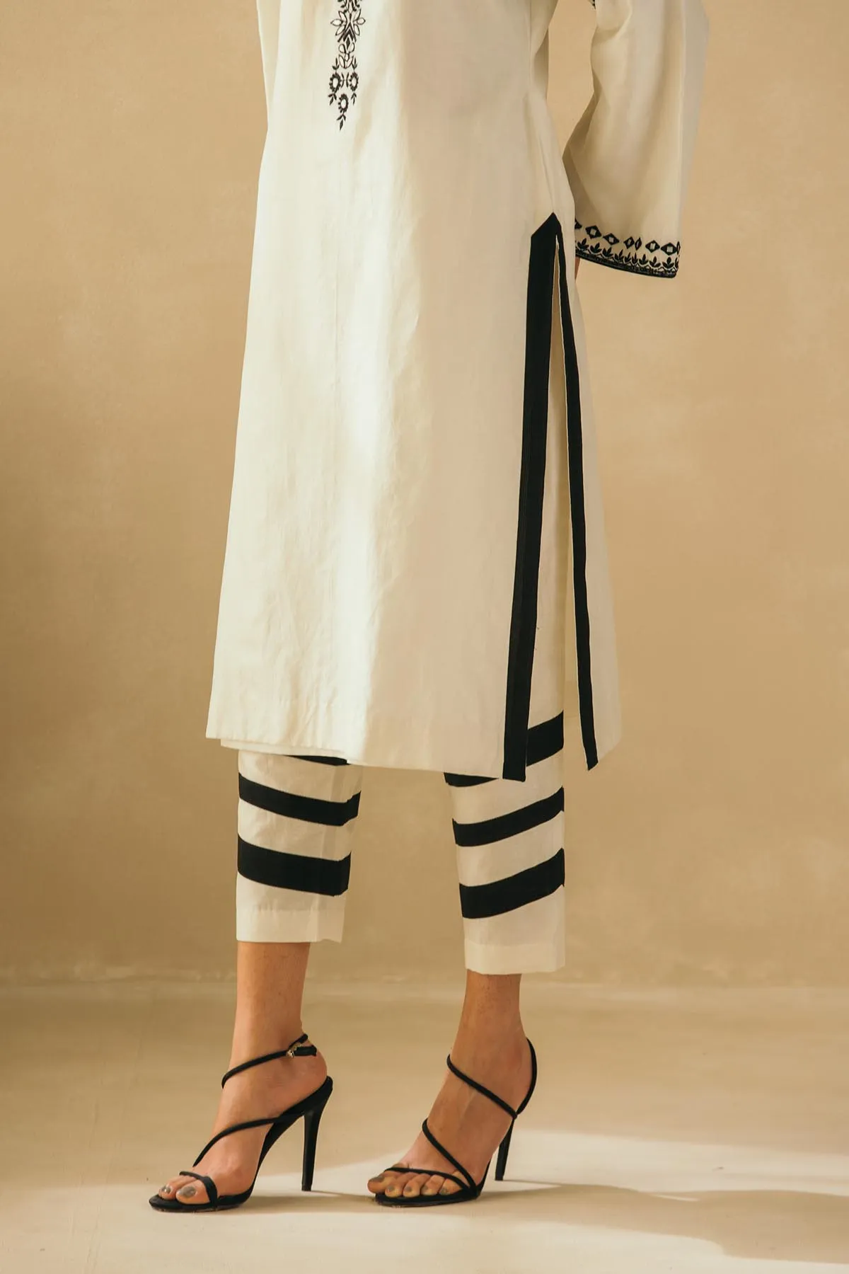 Ebony & Ivory Appliqued Kurta Set