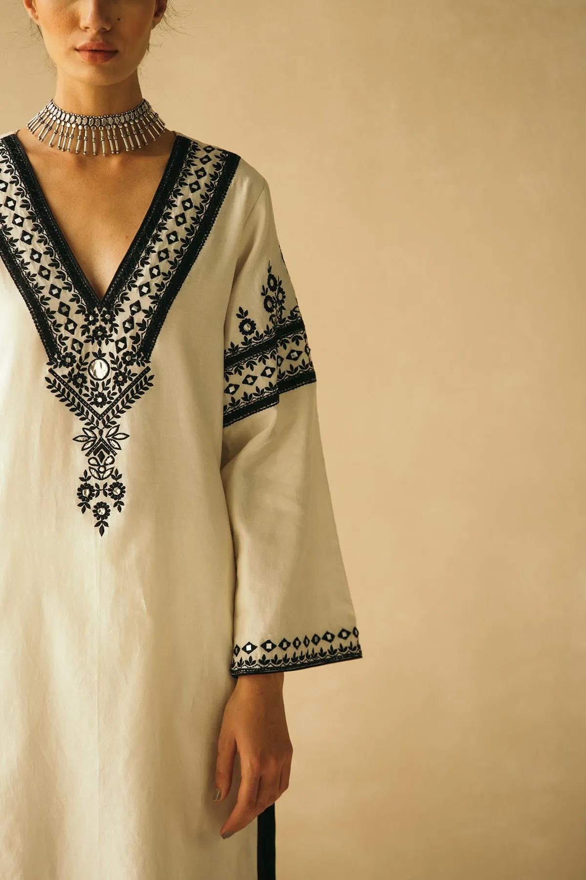 Ebony & Ivory Appliqued Kurta Set