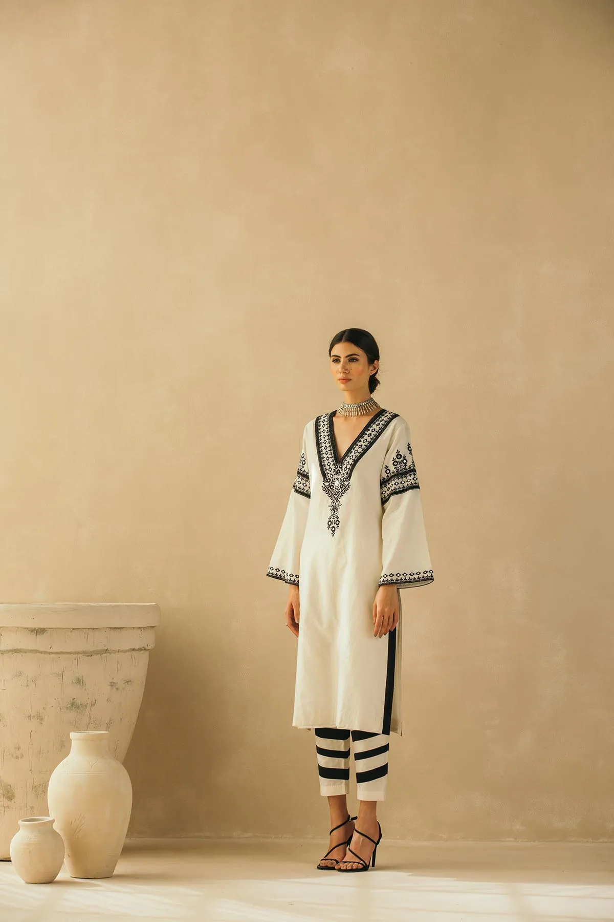 Ebony & Ivory Appliqued Kurta Set