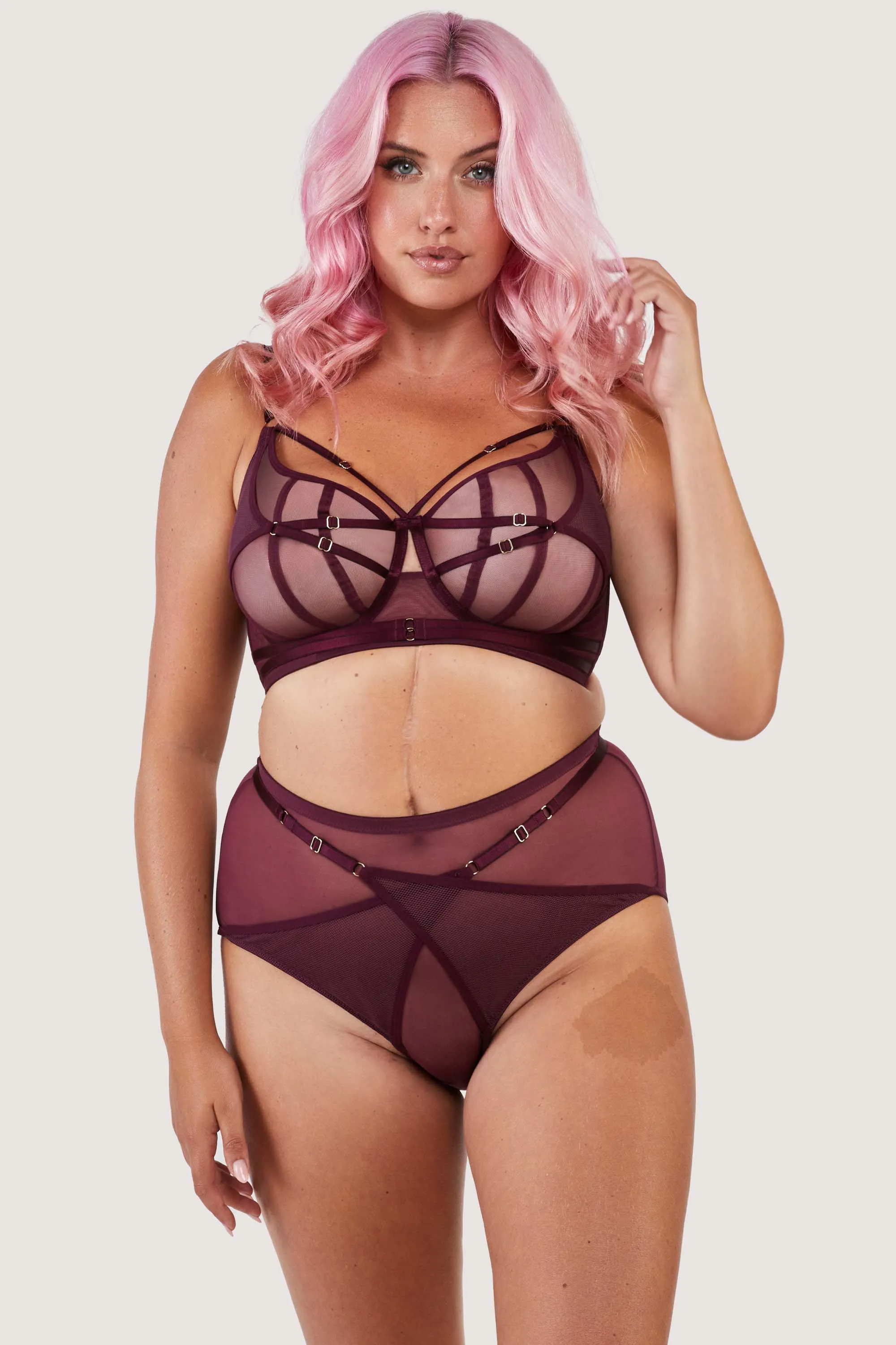 Eddie Wine Crossover Balconette Bra