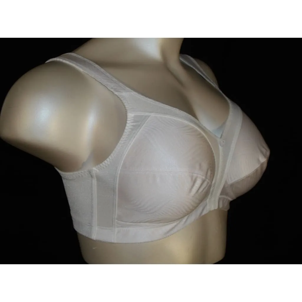 Exquisite Form 2558 Jacquard Satin Divided Cup Wire Free Bra 44B White NWOT