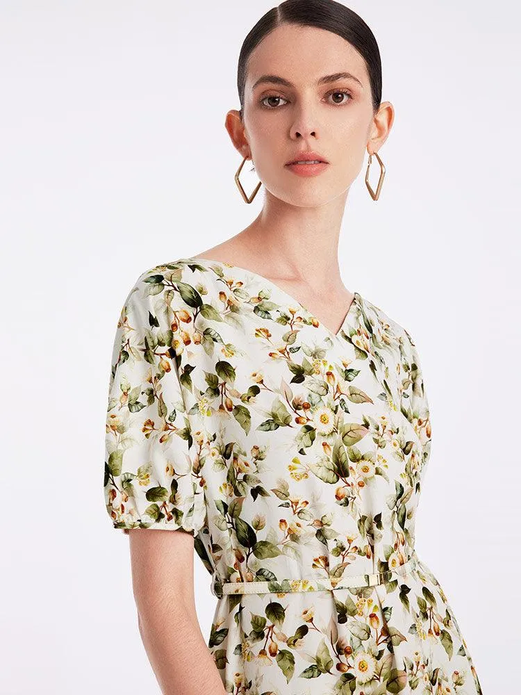 Floral Gathered Waist Dress