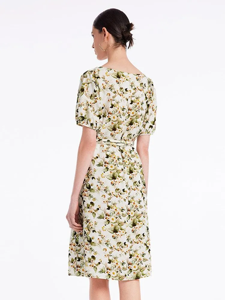 Floral Gathered Waist Dress