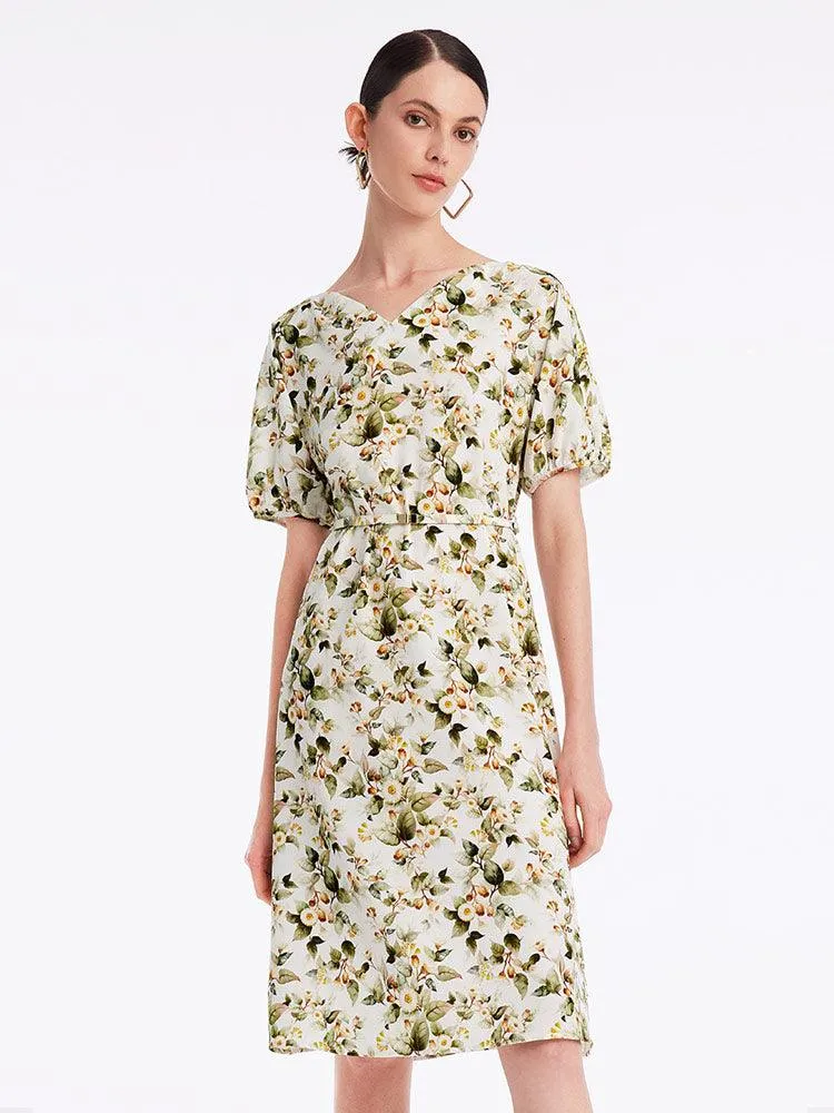 Floral Gathered Waist Dress