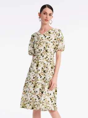 Floral Gathered Waist Dress