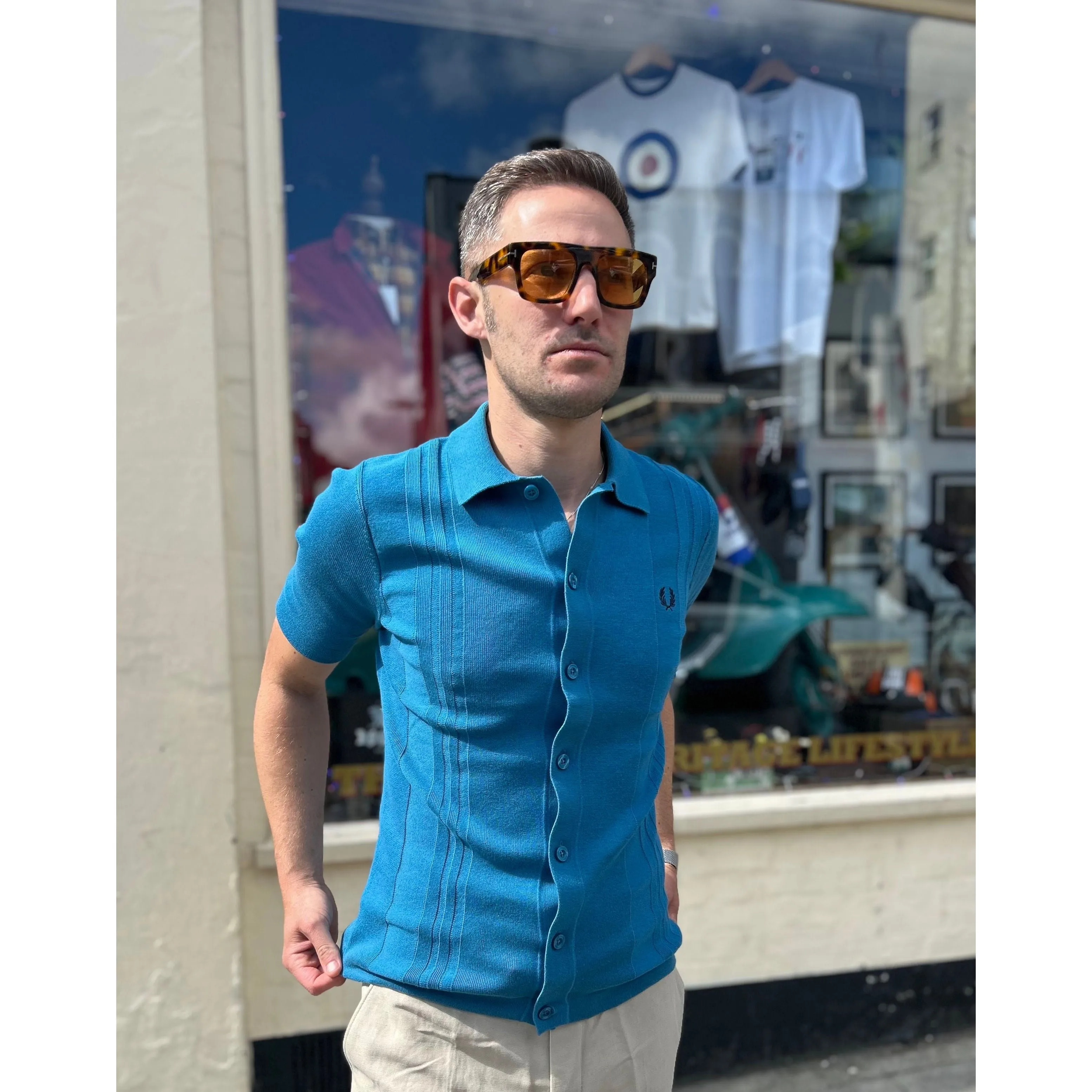 Fred Perry - K5524 Runaway Ocean Button Through Knitted - Polo