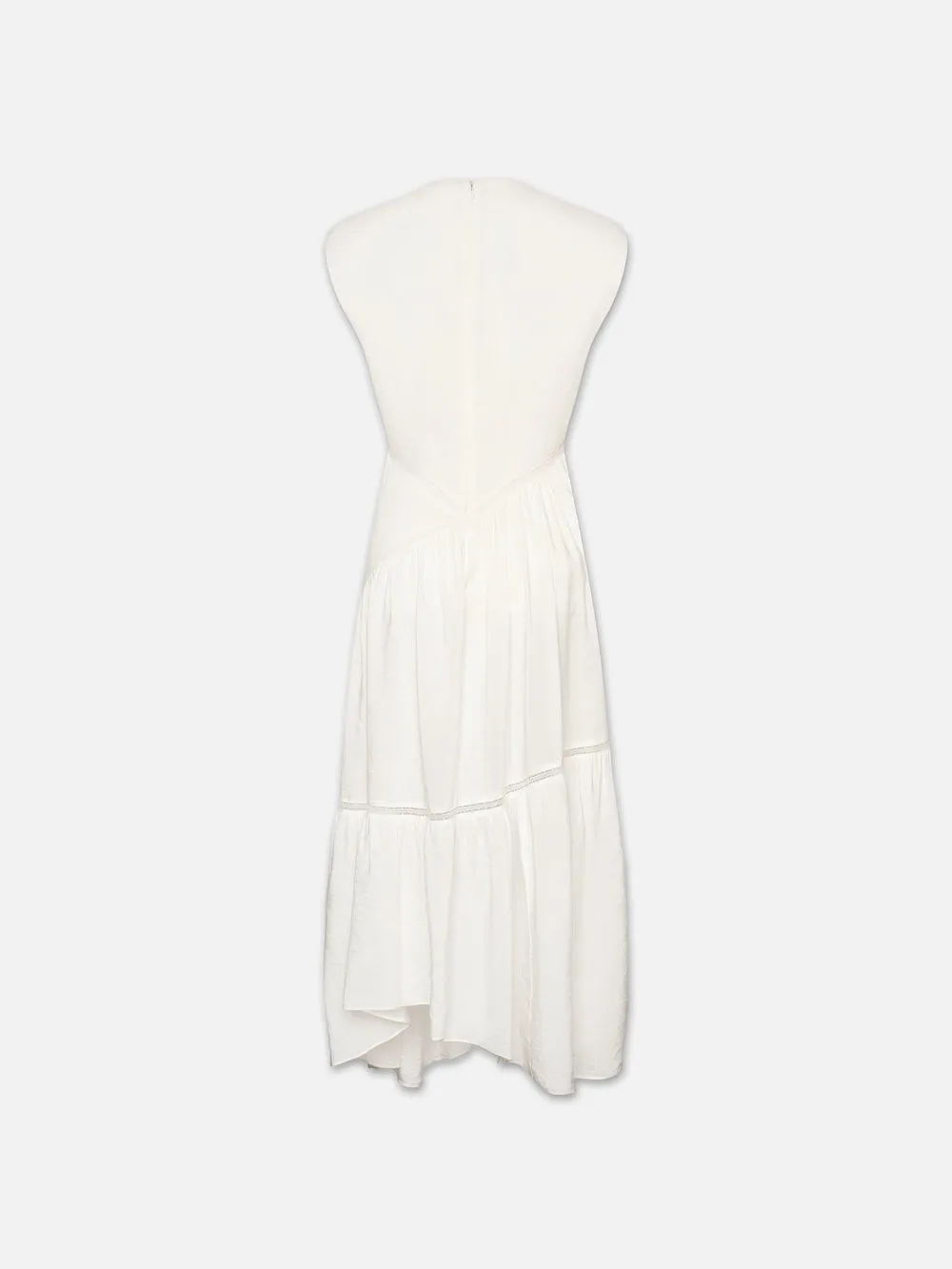 Gathered Seam Lace Inset Dress -- White