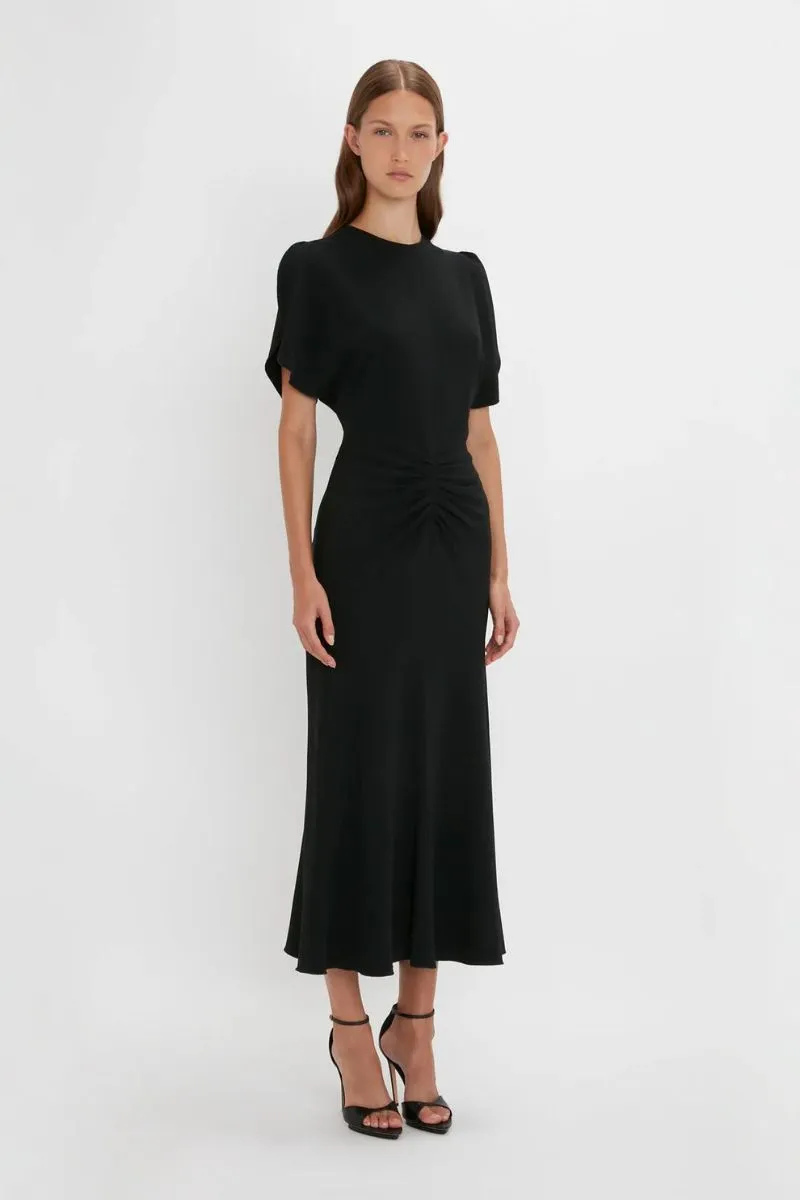 Gathered Waist Midi Dress