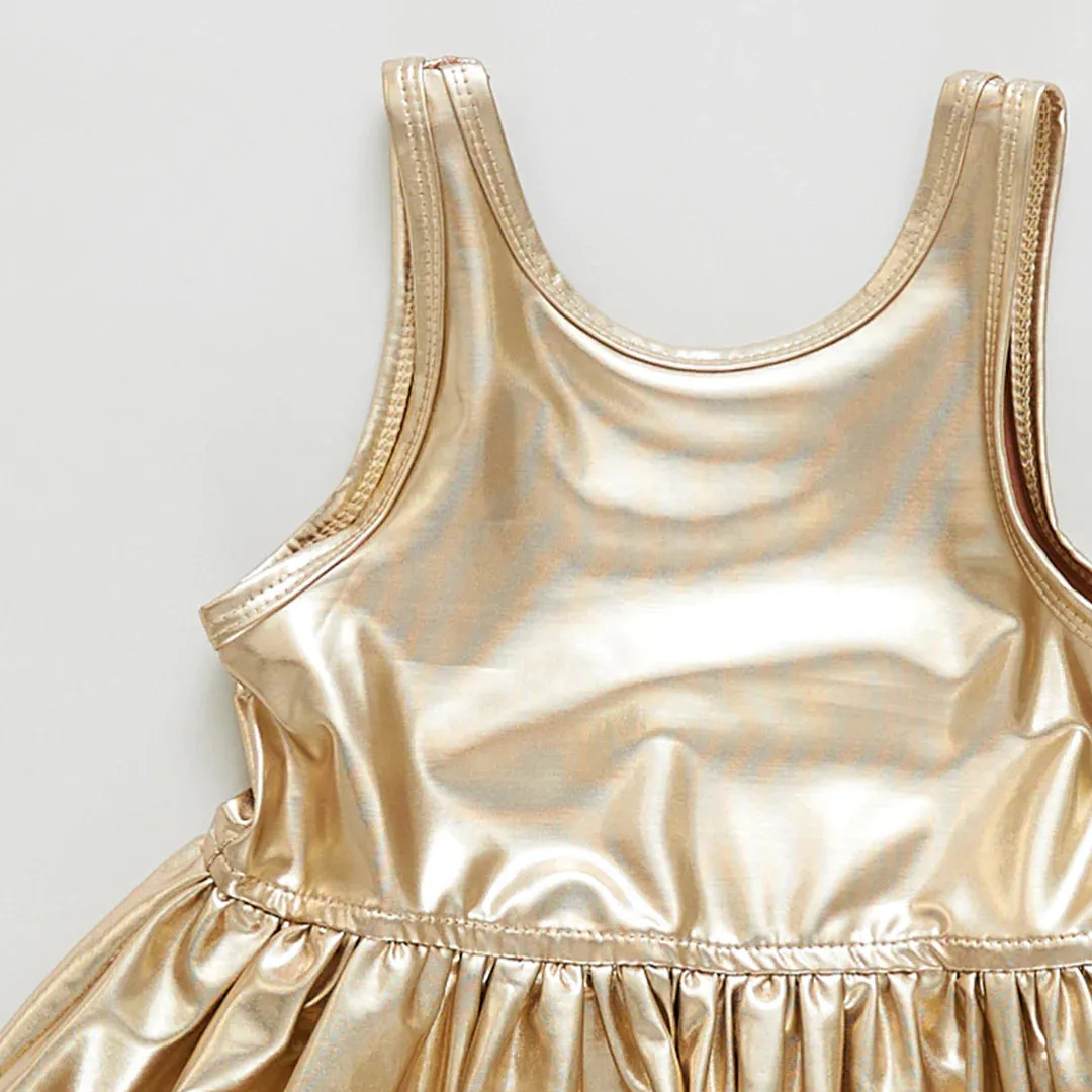 Girls Liza Lame Dress - Gold