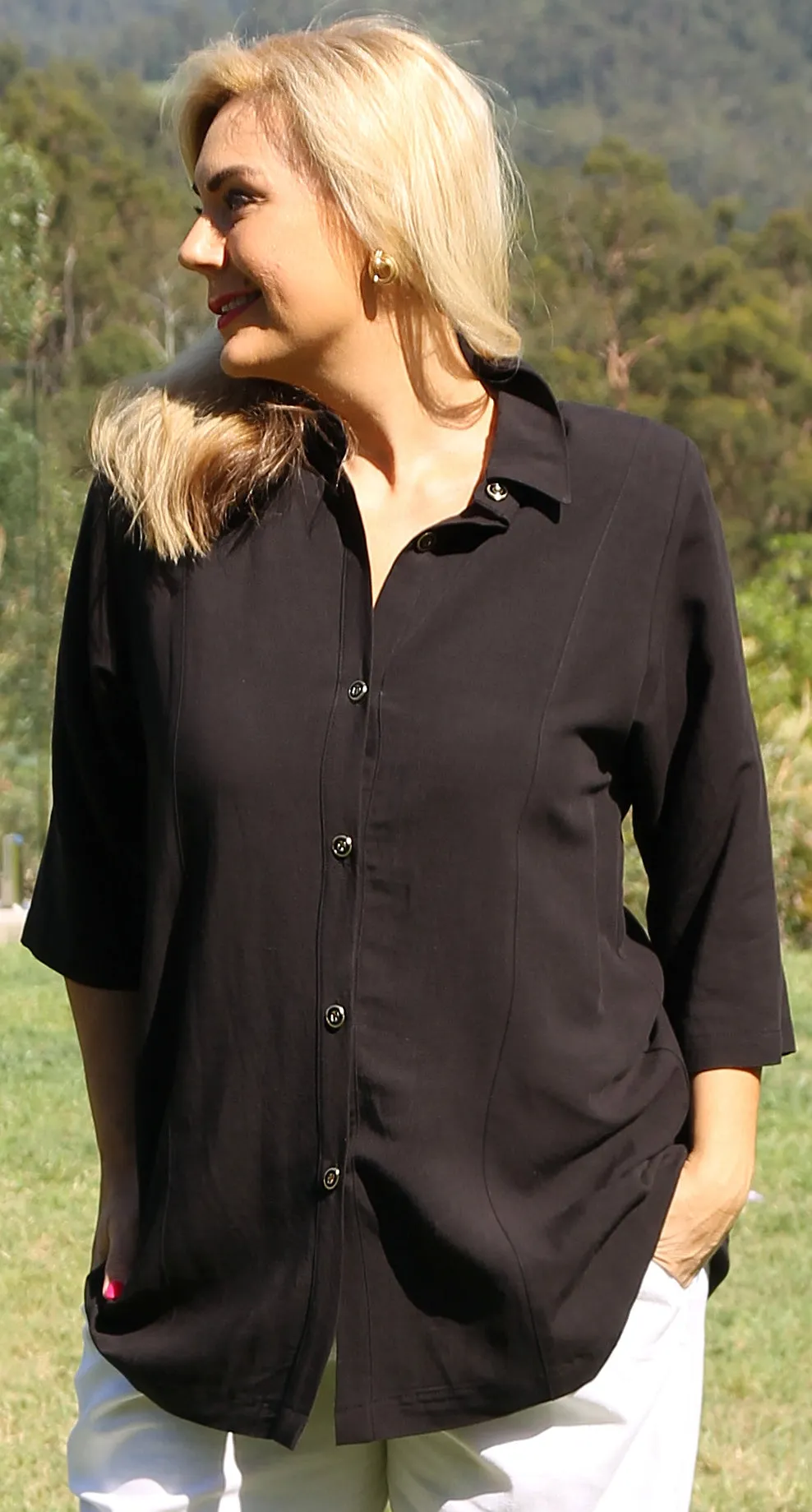 Hastings Linen Blend Blouse Black