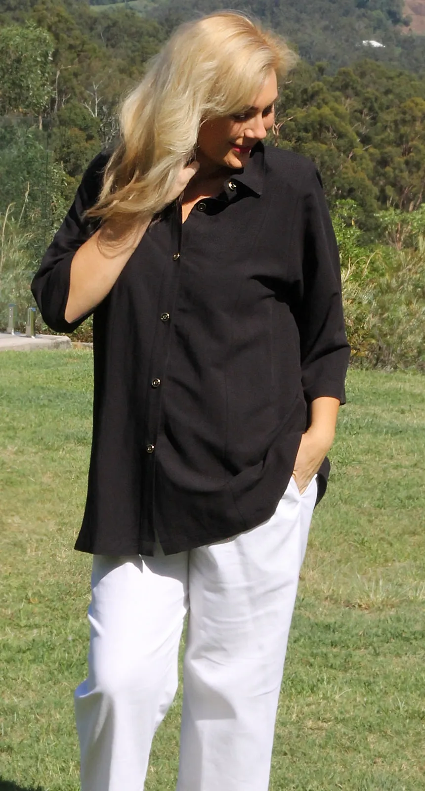 Hastings Linen Blend Blouse Black