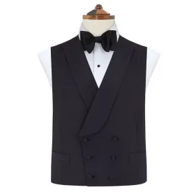 Hudson Navy Silk Cotton Grosgrain Waistcoat