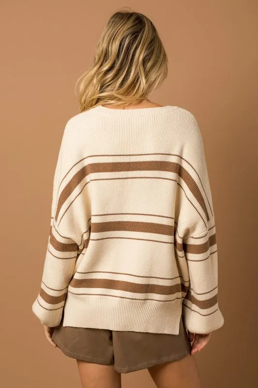 JOHNNY LONG SLEEVE STRIPE SWEATER TOP