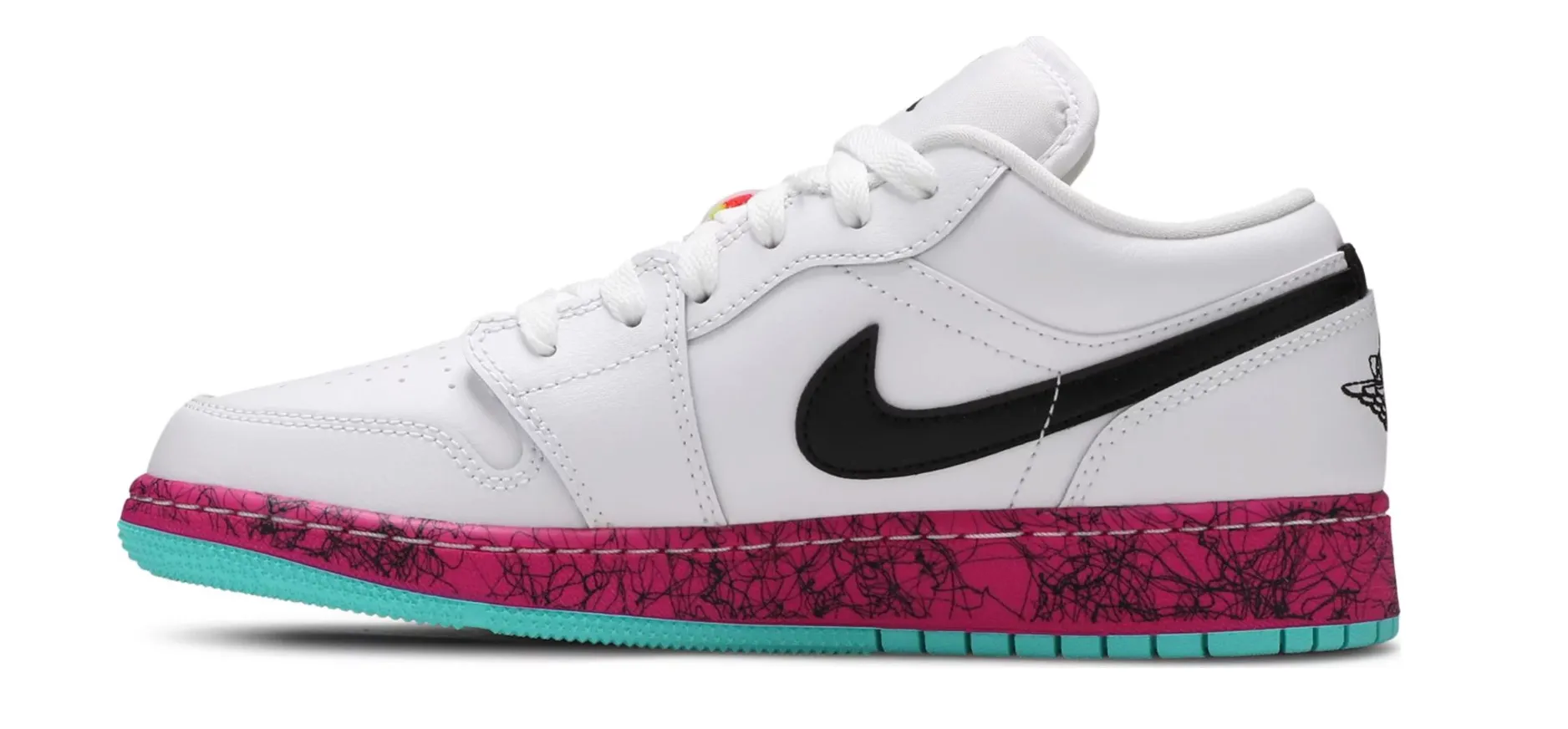 JORDAN 1 LOW MULTI-COLOUR MIDSOLES WHITE (GS)