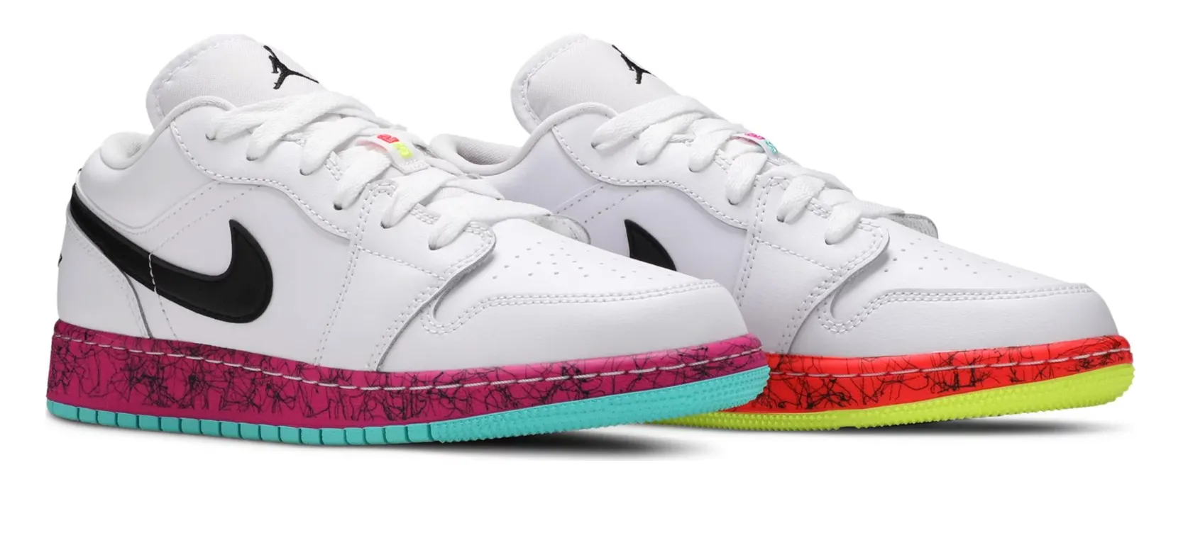 JORDAN 1 LOW MULTI-COLOUR MIDSOLES WHITE (GS)