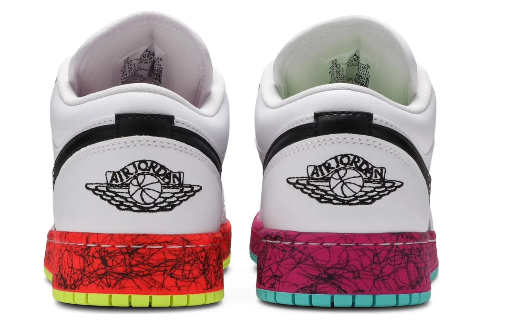 JORDAN 1 LOW MULTI-COLOUR MIDSOLES WHITE (GS)