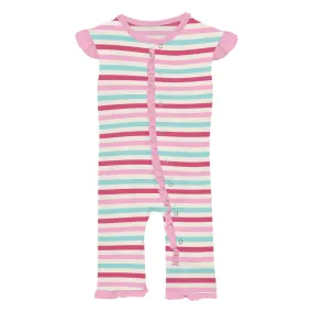 Kickee Pants Print Ruffle Tank Romper in Sock Hop Stripe