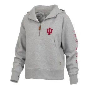 Ladies Indiana Hoosiers Hooded 1/4 Zip Grey Jacket