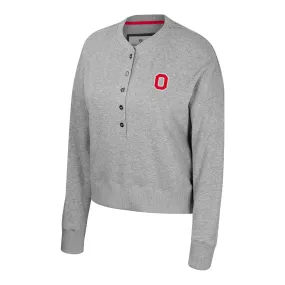 Ladies Ohio State Buckeyes Power Shortage Gray Henley Sweater