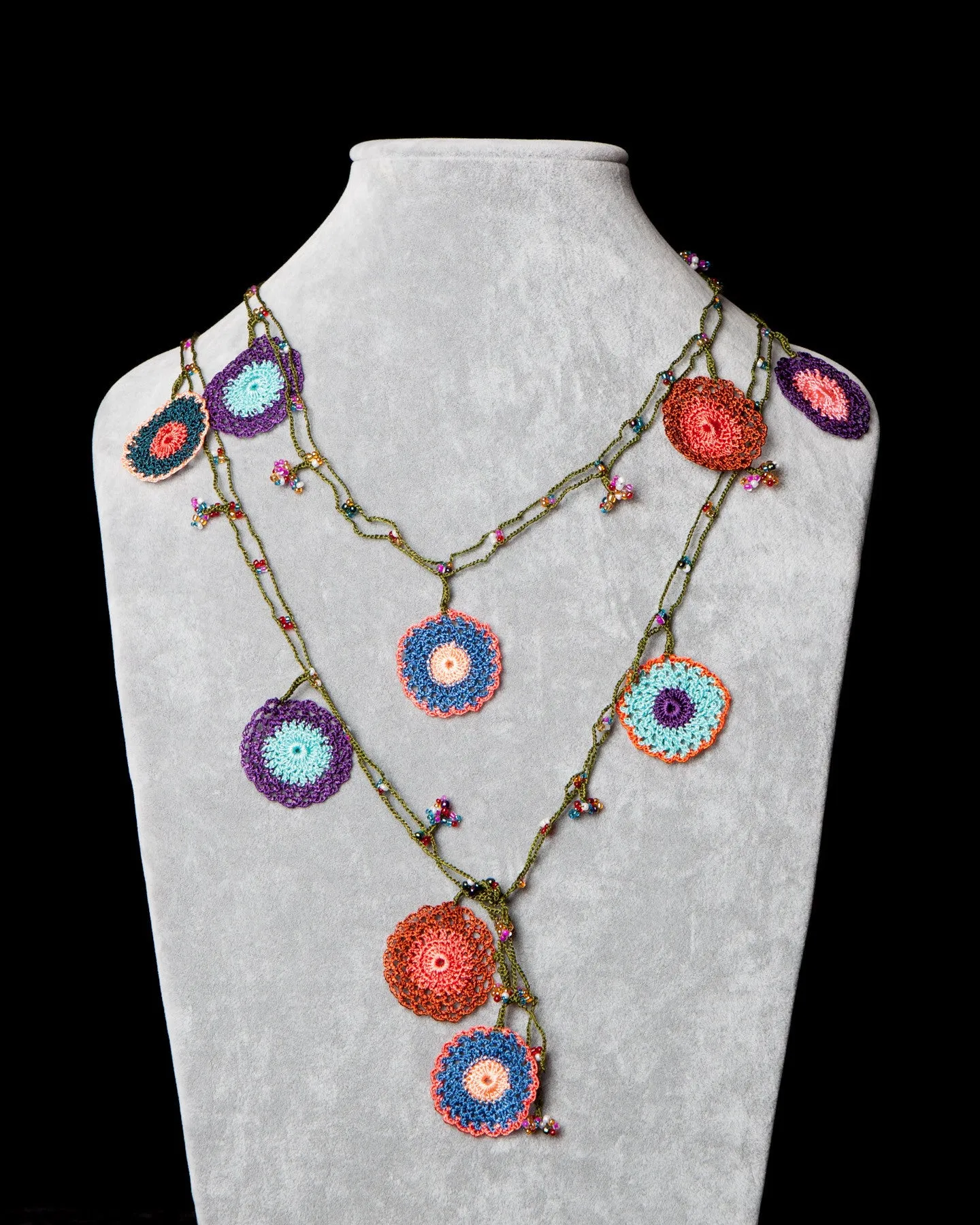 Lariat with Circle Motif -  Multicolor