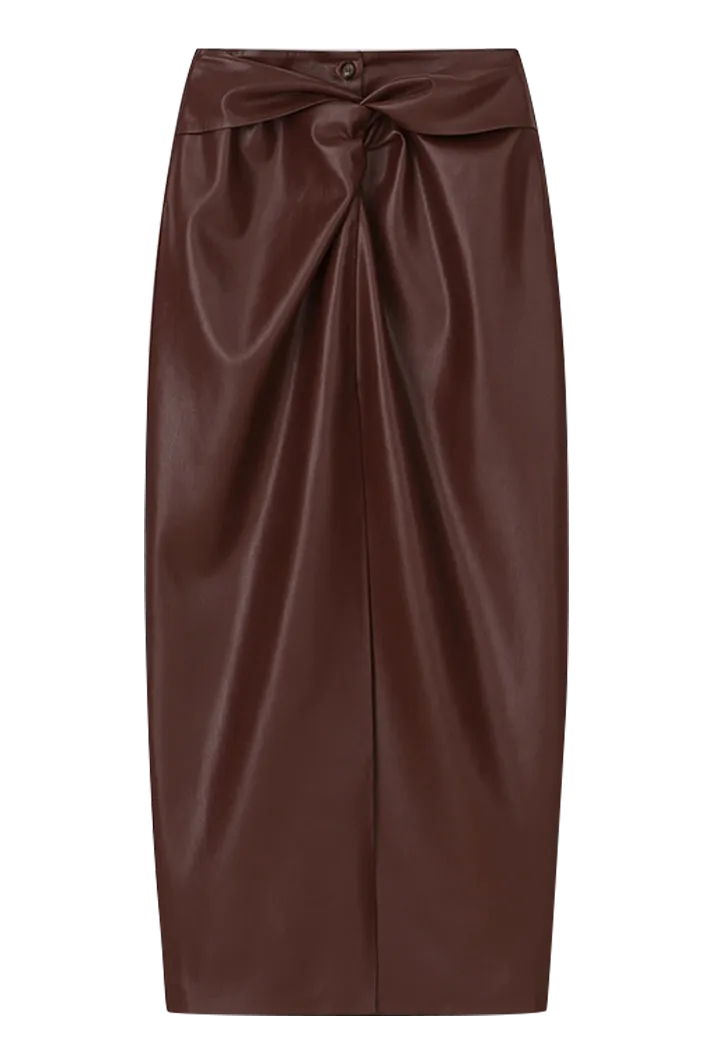 Leane Knotted OKOBOR™ Alt-leather Front Sarong Style Skirt