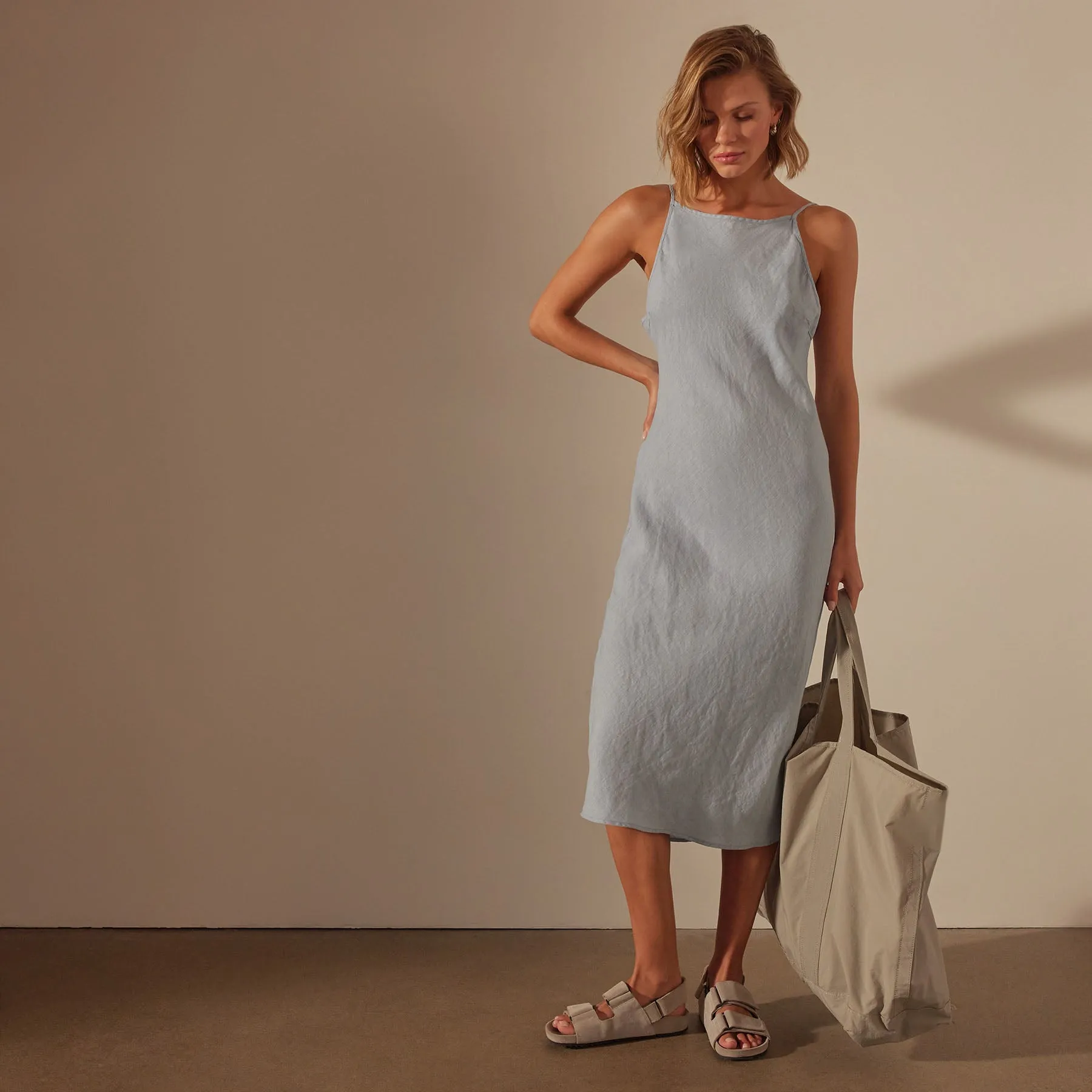 Lightweight Linen Cami Dress - Open Sky Pigment