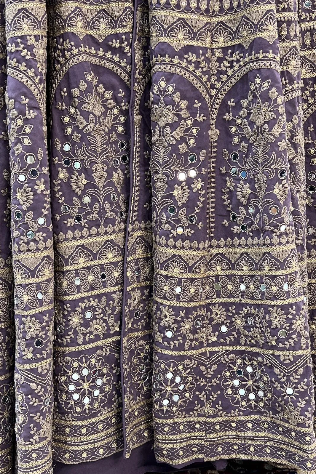 Lilac Thread, Mirror and Sequins work Long Top Lehenga