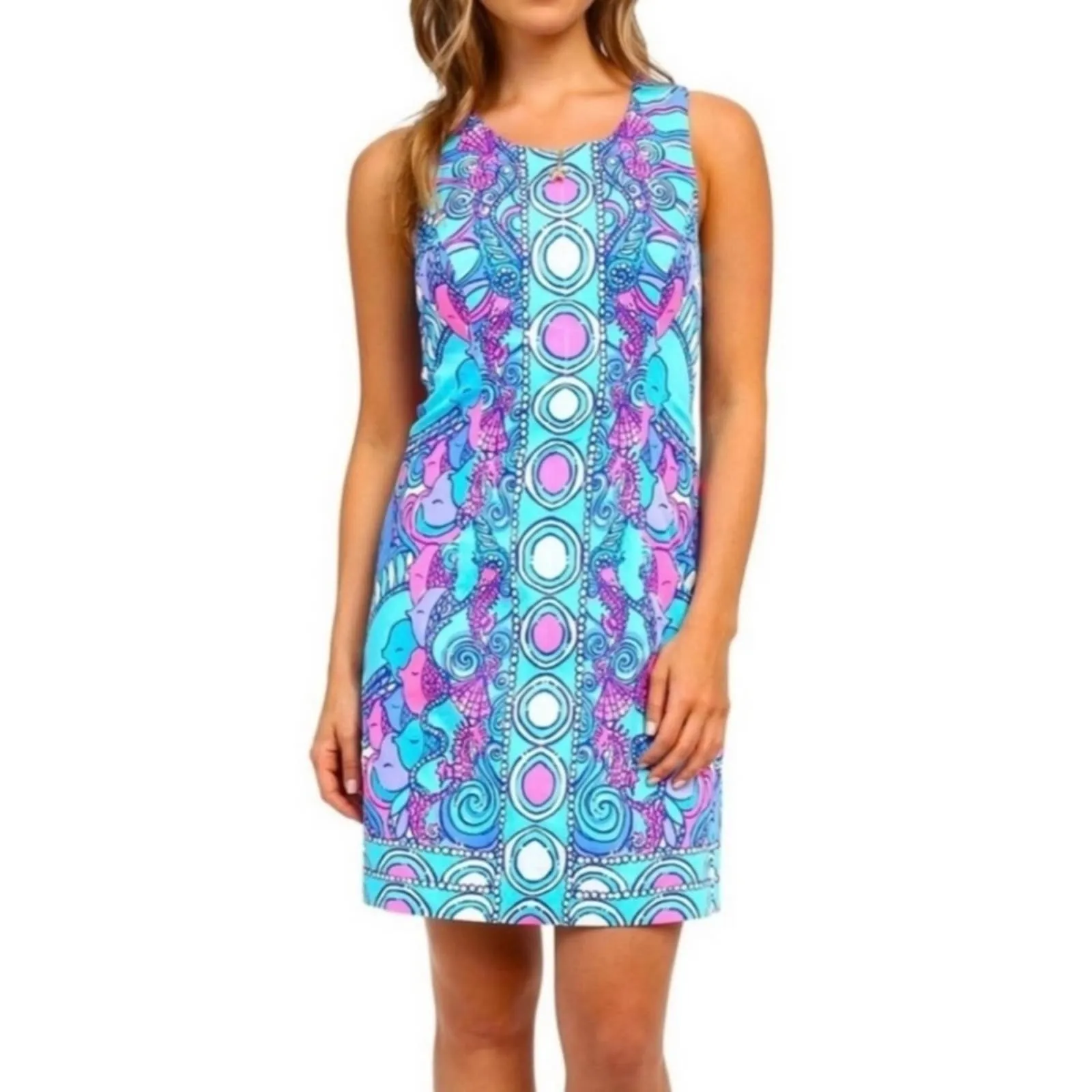 Lilly Pulitzer Blue Abigail Shift Dress Multi Sea Jewels