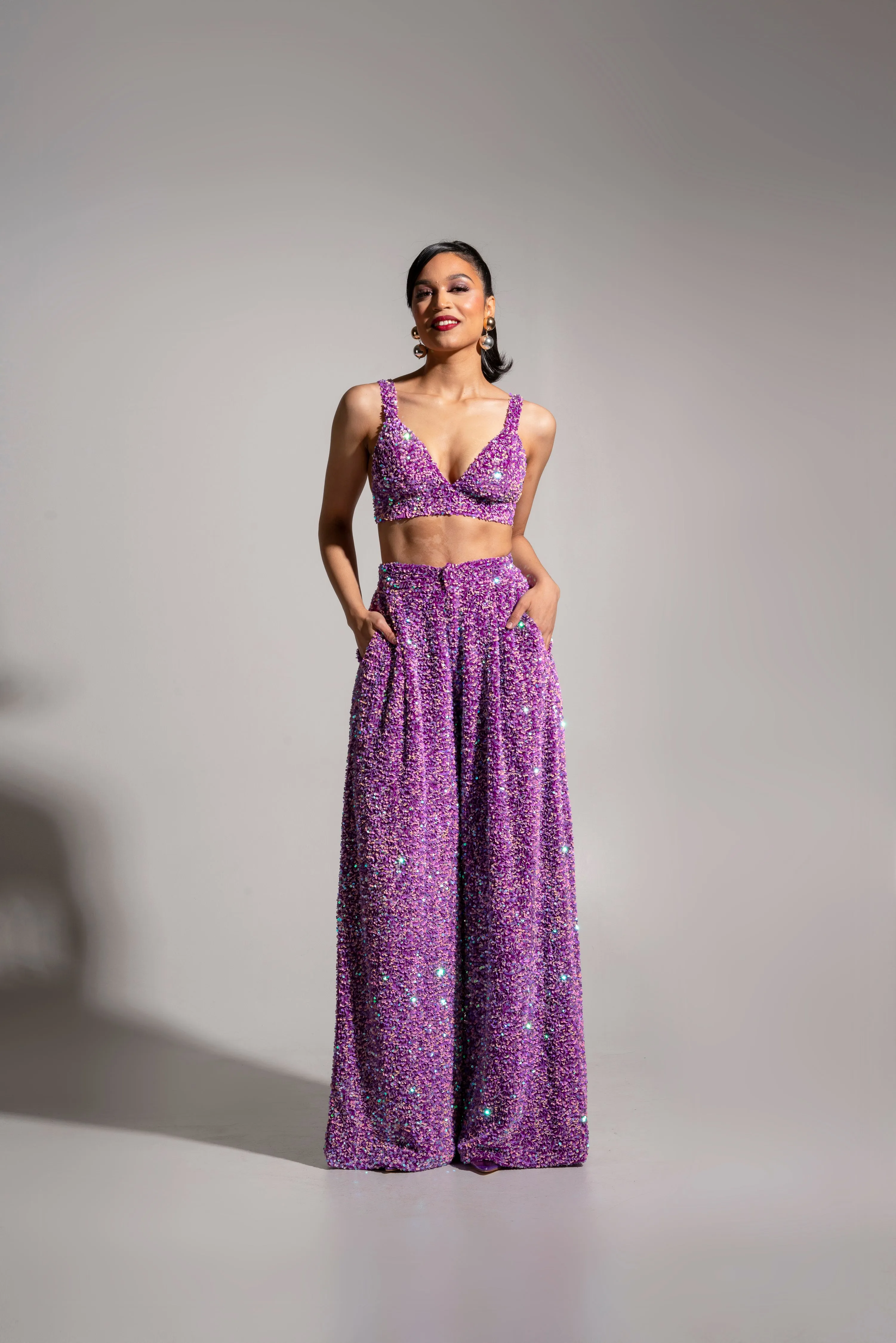 LIZA Sequin Pant Set in ALEXANDRITE