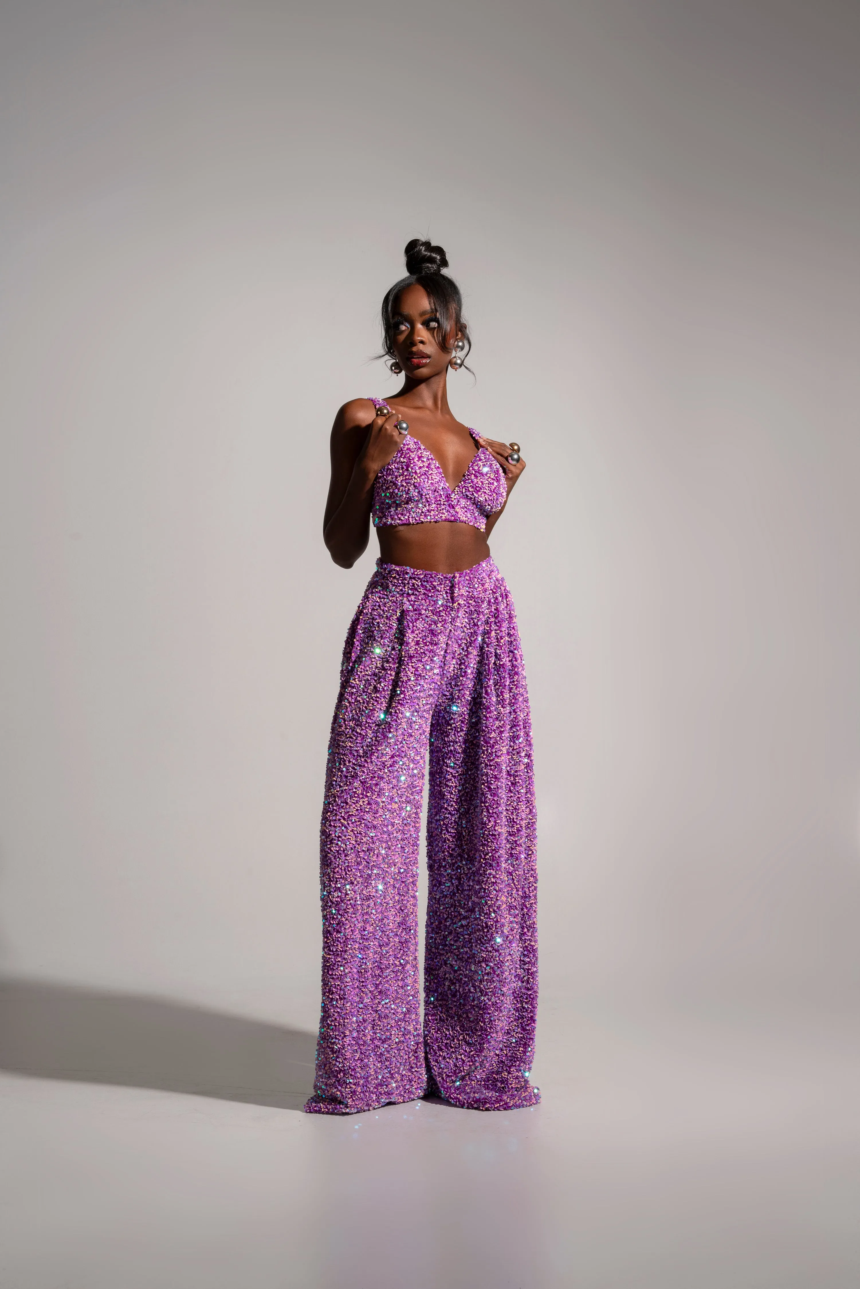 LIZA Sequin Pant Set in ALEXANDRITE