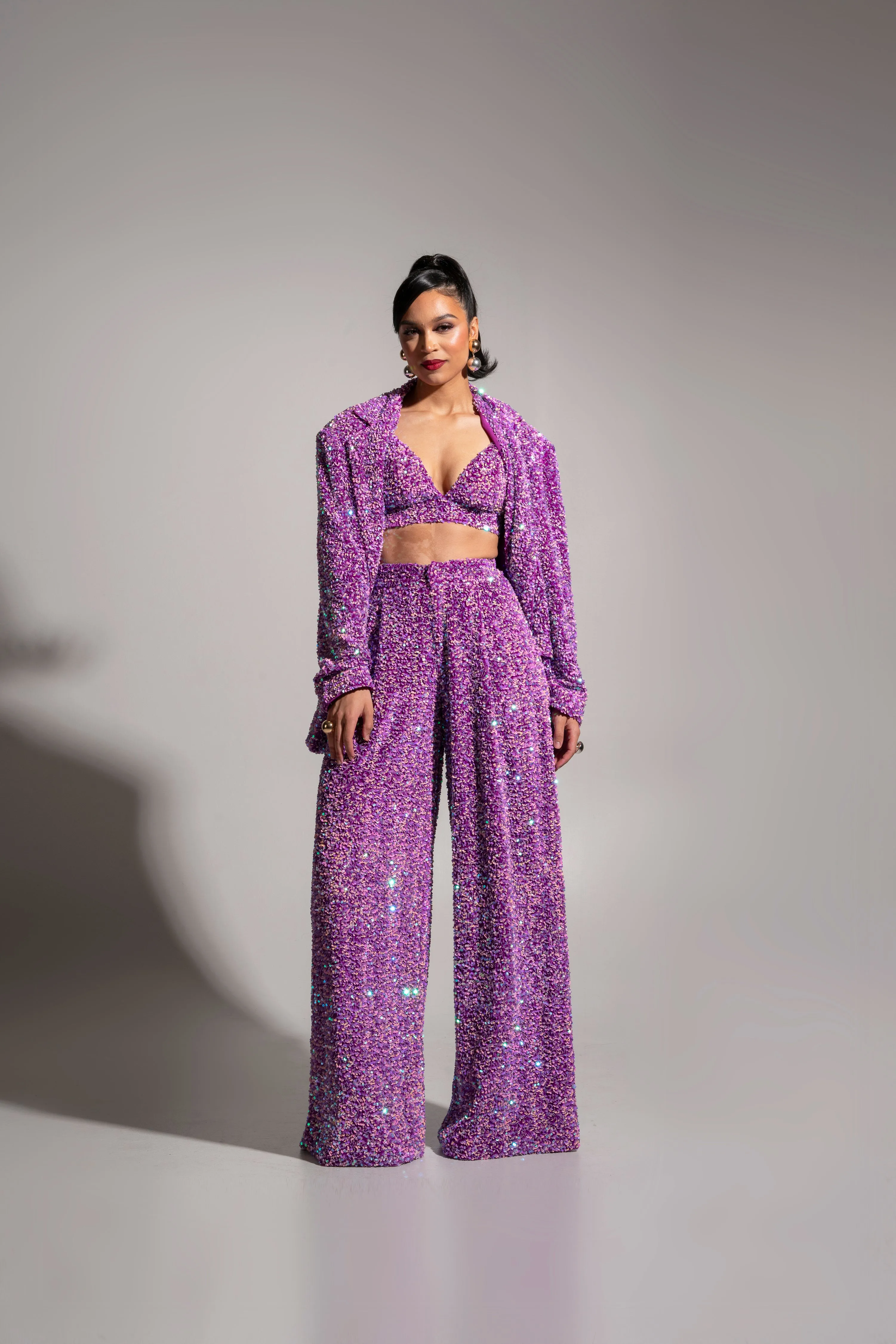 LIZA Sequin Pant Set in ALEXANDRITE