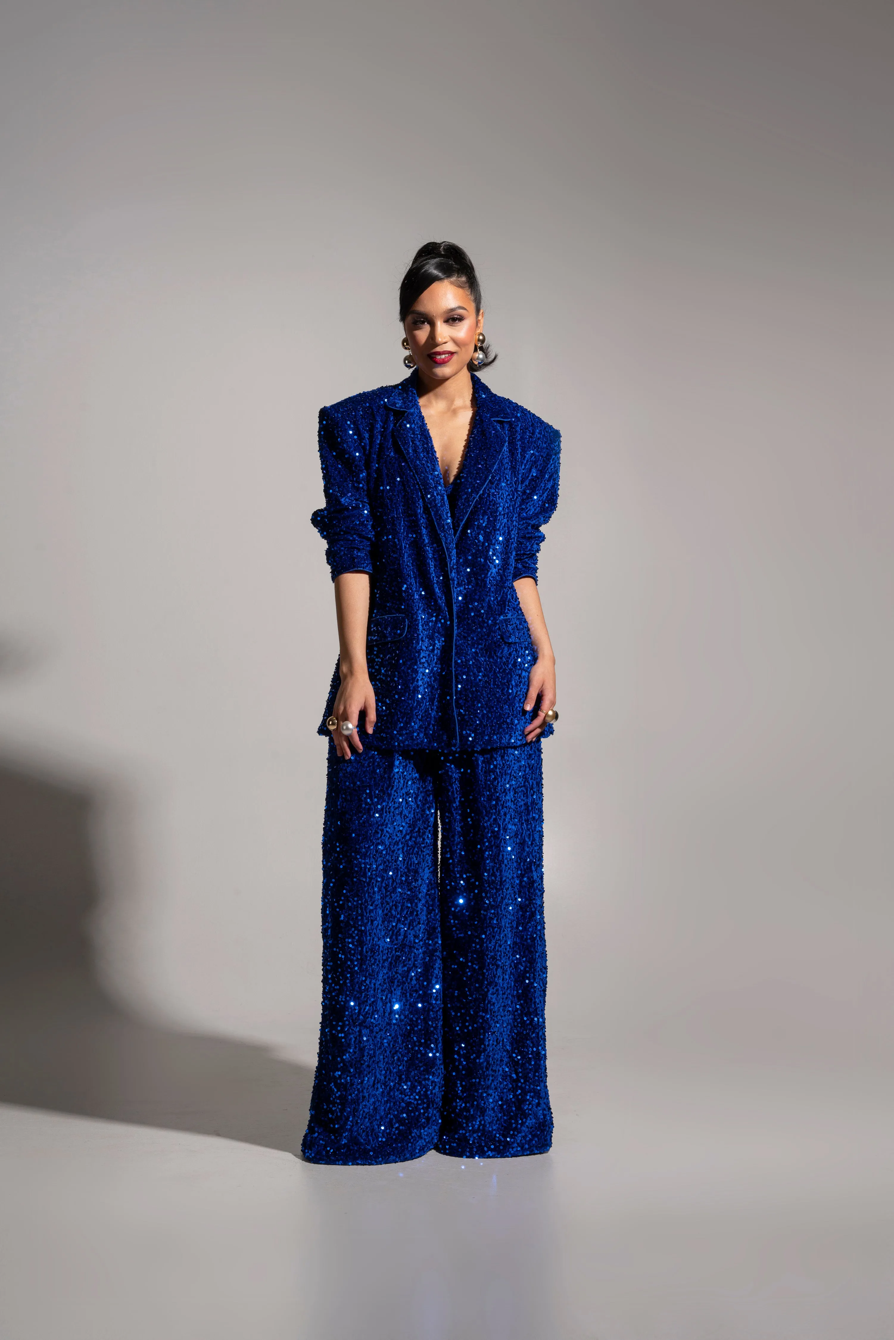 LIZA Sequin Pant Set in SAPPHIRE