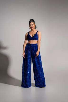 LIZA Sequin Pant Set in SAPPHIRE