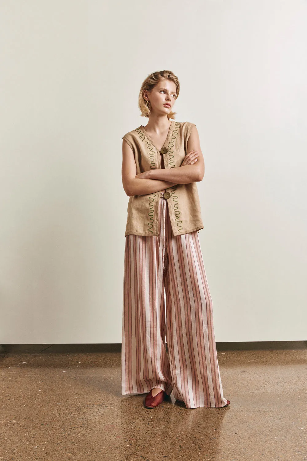 Lorena Linen Vest Taupe