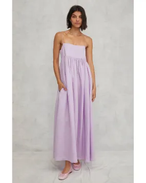 Luna Linen Empire Maxi Dress in Lilac