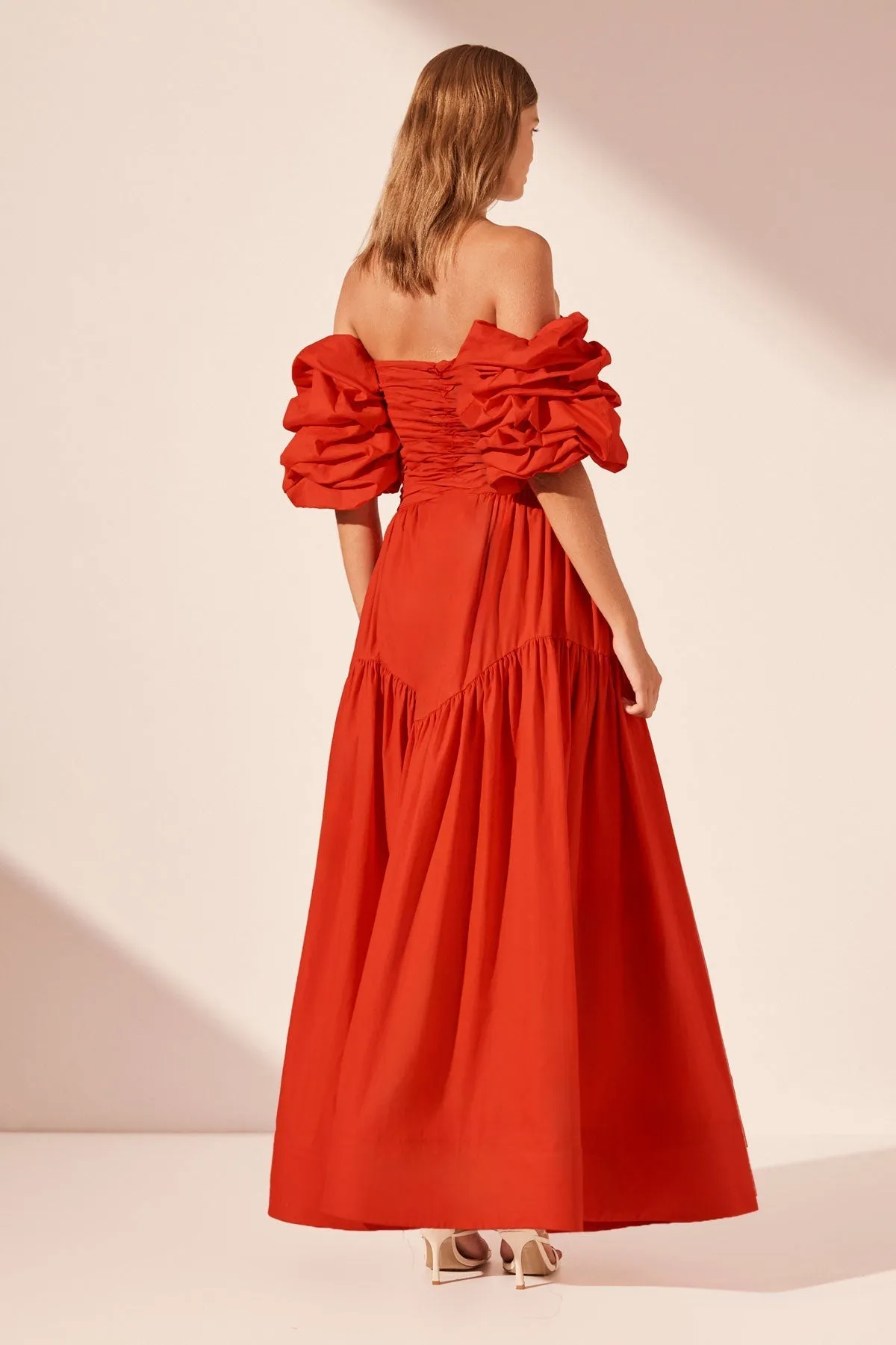 MAIORI CONTOUR RUCHED MAXI DRESS - SAILOR RED