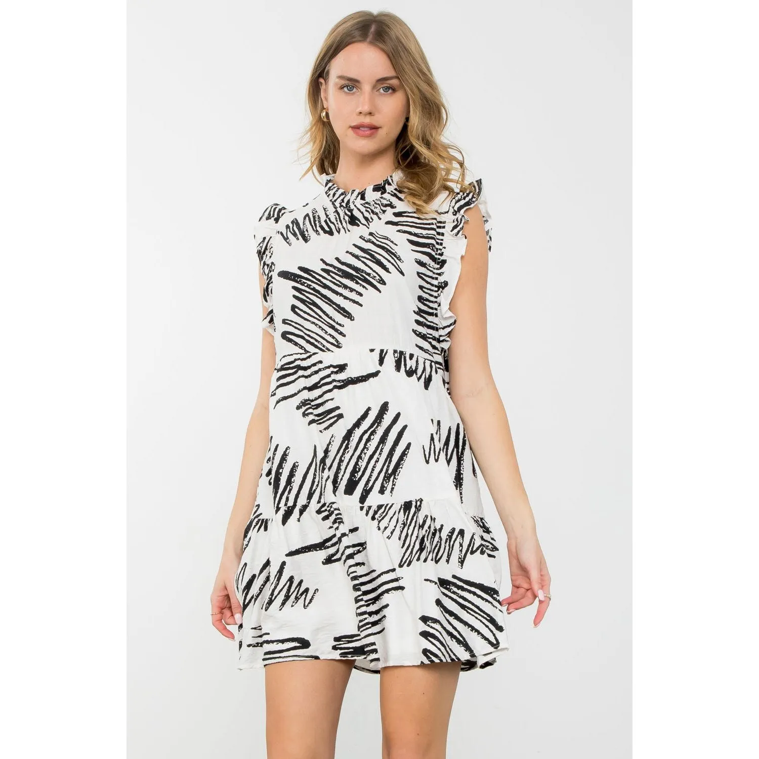 Mirta Flutter Sleeve Tiered THML Dress-SALE