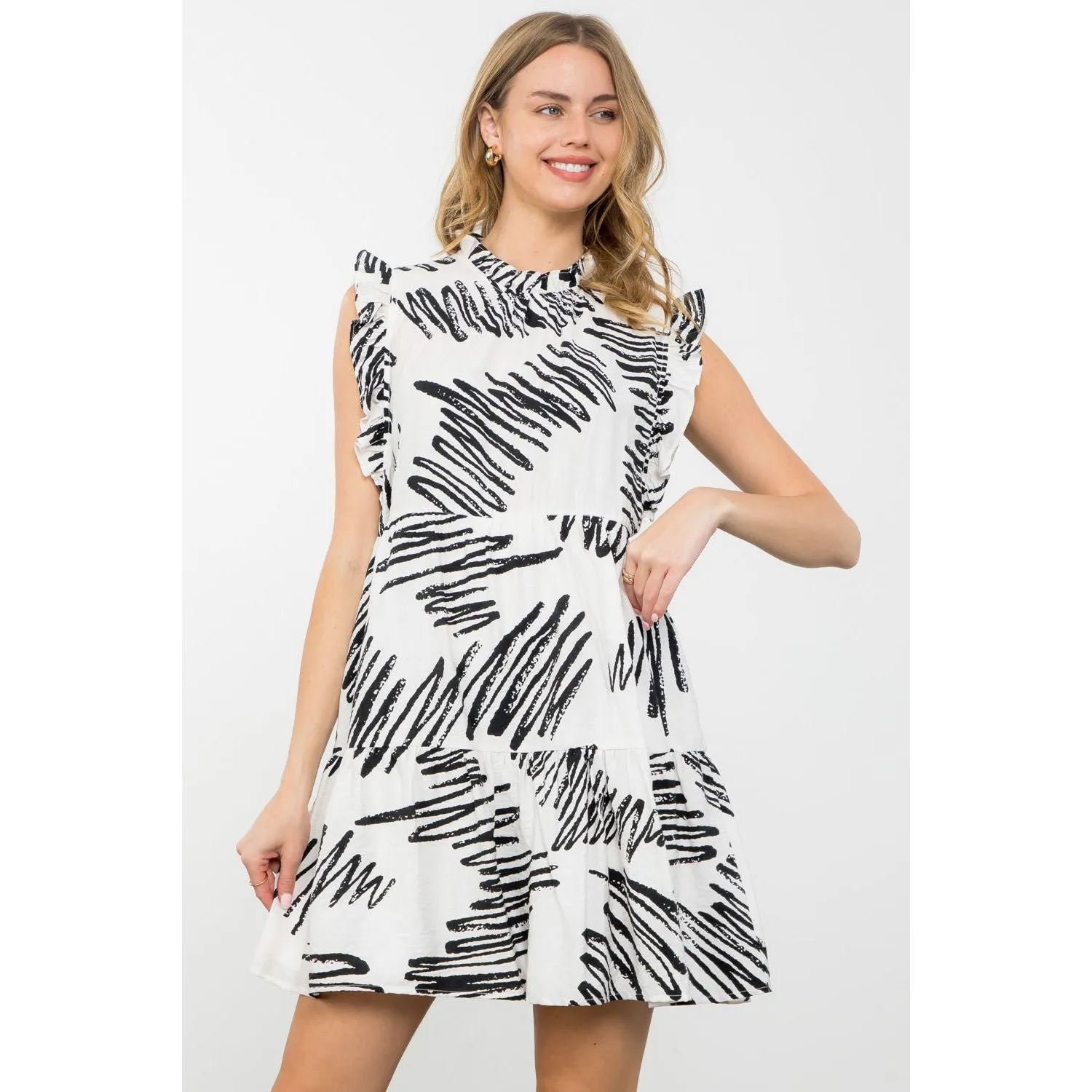 Mirta Flutter Sleeve Tiered THML Dress-SALE